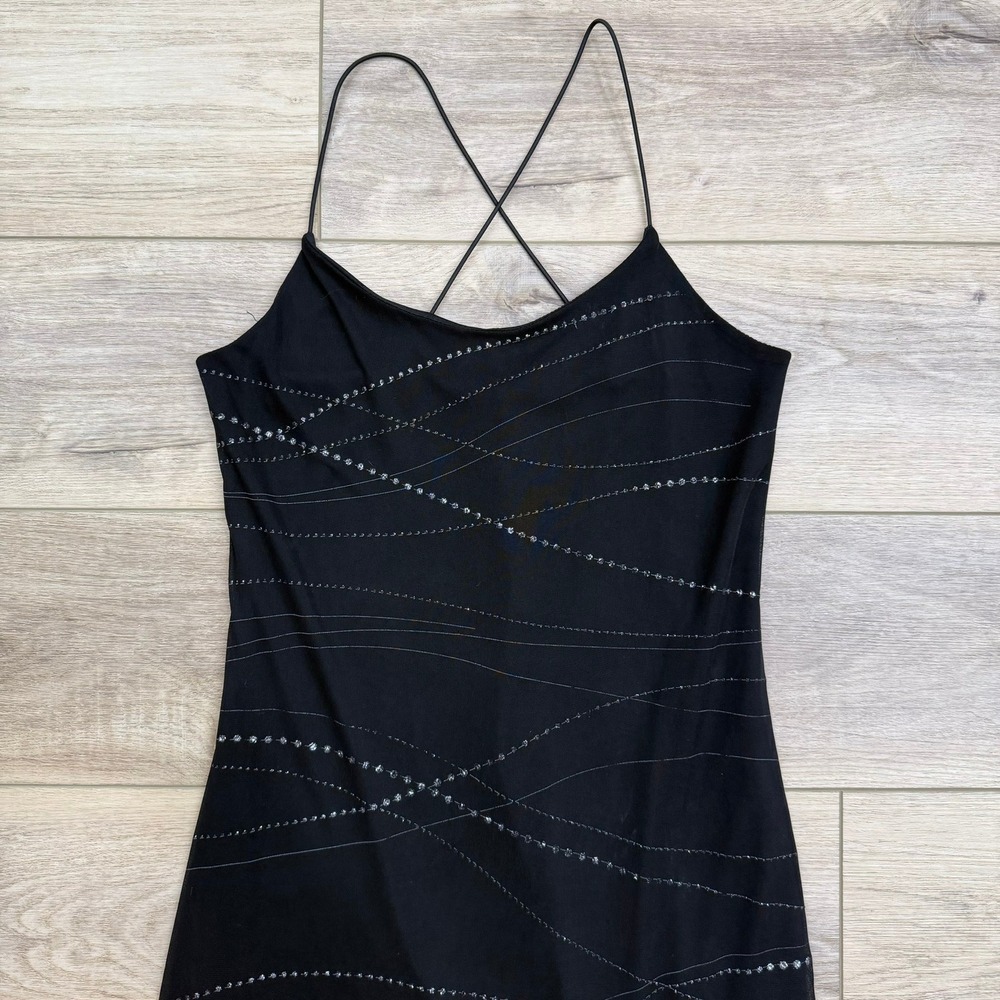 Vintage Whimsigoth Y2K Black Sheer Mesh Mermaid Midi Dress Stretchy‎ Byer Too - Picture 2 of 16